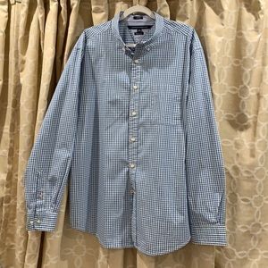 Tommy Hilfiger Men’s Blue and White Checked Shirt